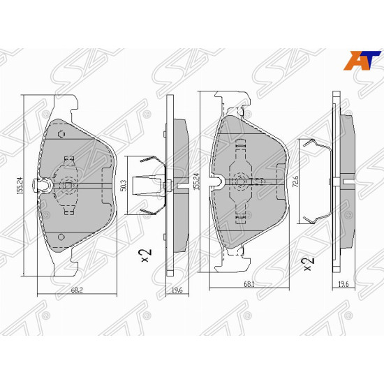 Колодки тормозные перед BMW E82/E90/92/90/E60/63/65/E89/E84 SAT