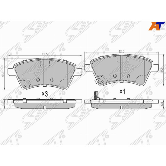 Колодки тормозные перед SUZUKI SX4 06- SAT