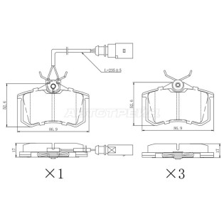 Колодки тормозные зад SKODA OCTAVIA 12-/ VW TRANSPORTER 90-03 (с датчиком) SAT