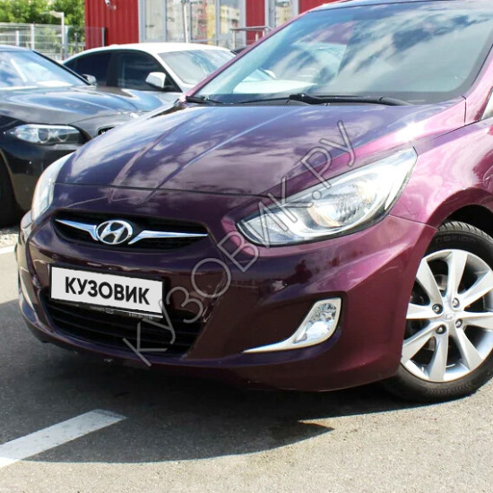 Бампер передний в цвет кузова Hyundai Solaris 1 (2011-2014) PXA - PURPLE FANTASIA - фиолетовый