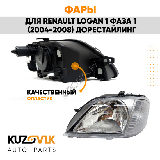 Фары комплект Renault Logan 1 (2005-2013) KUZOVIK